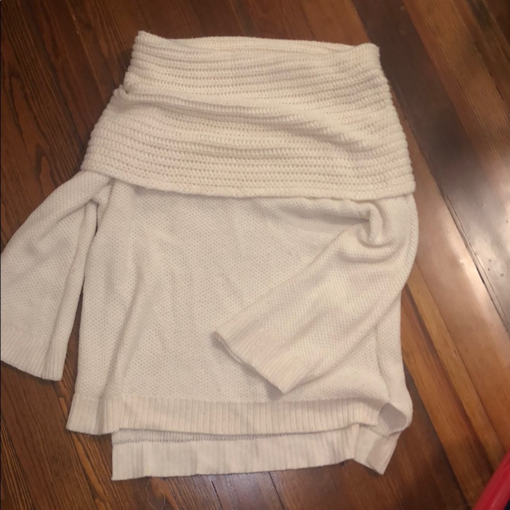 Sun and shadow off shoulder sweater